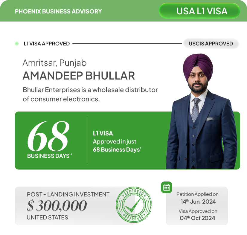 Amandeep Bhullar USA L1 Visa Approval