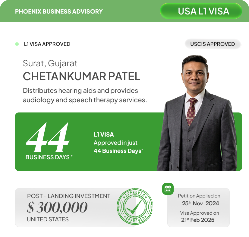 Chetankumar Patel USA L1 Visa Approval