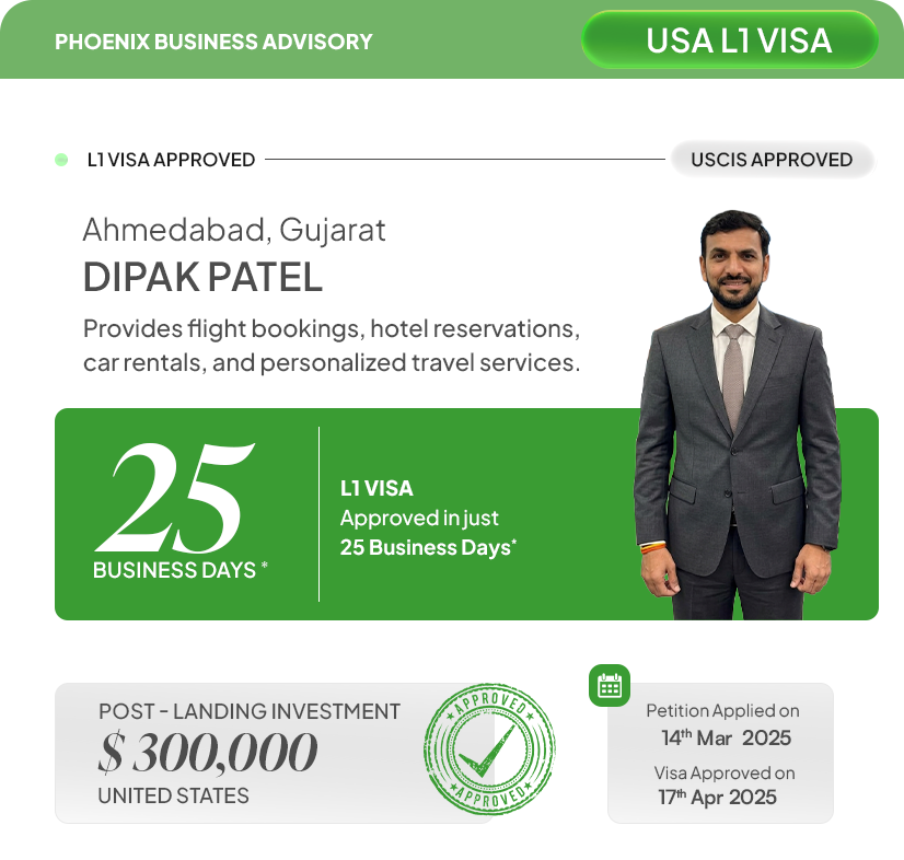 Dipak Patel USA L1 Visa Approval