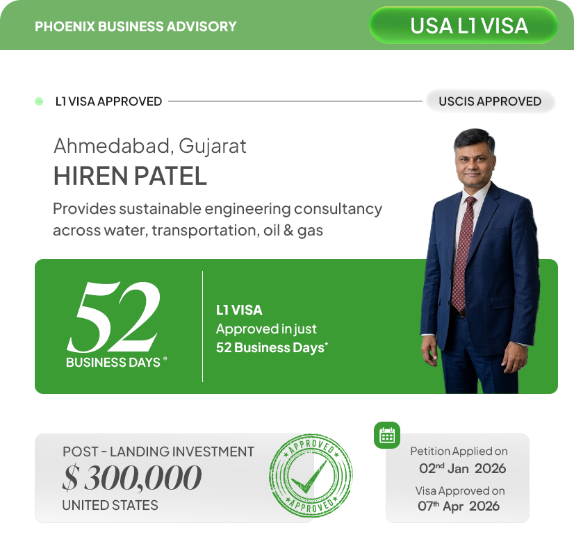 Hiren Patel USA L1 Visa Approval