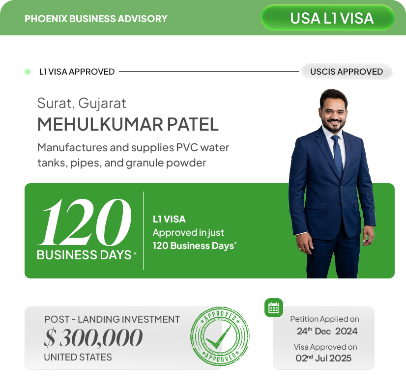 Mehulkumar Patel USA L1 Visa Approval