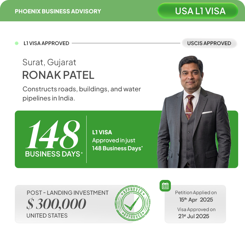 Ronak Patel USA L1 Visa Approval