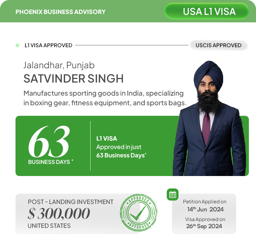 Satvinder Singh USA L1 Visa Approval